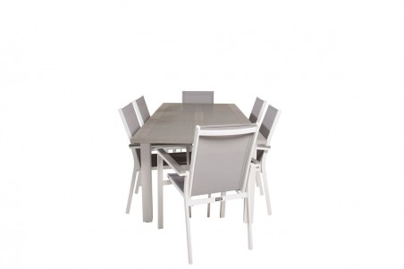 Albany, Parma matgrupp 152/210x90 cm grå/vit Venture Home