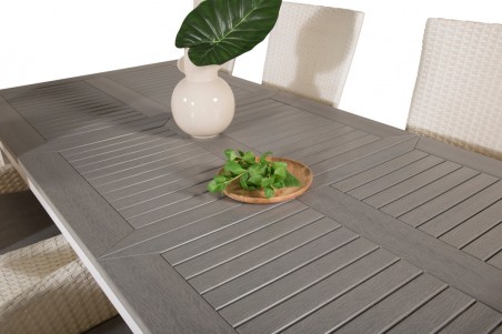 Albany, Padova matgrupp 1 bord + 8 stolar vit/grå Venture Home