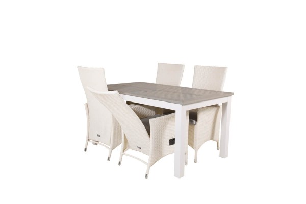 Albany, Padova matgrupp 1 bord + 4 stolar vit/grå Venture Home