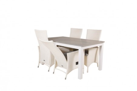 Albany, Padova matgrupp 1 bord + 4 stolar vit/grå Venture Home