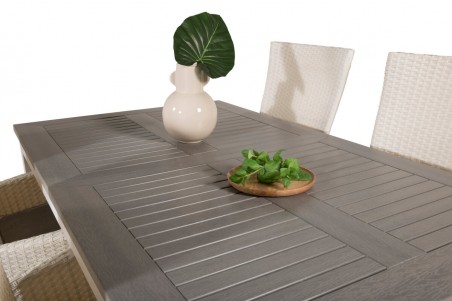 Albany, Padova matgrupp 1 bord + 4 stolar vit/grå Venture Home