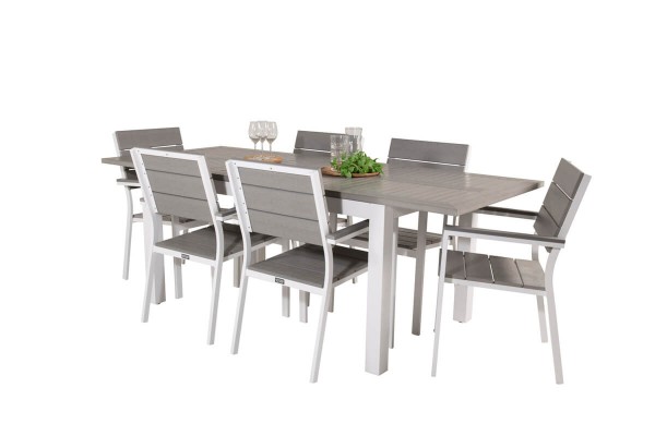 Albany, Levels matgrupp 160/240x100 cm grå/vit Venture Home