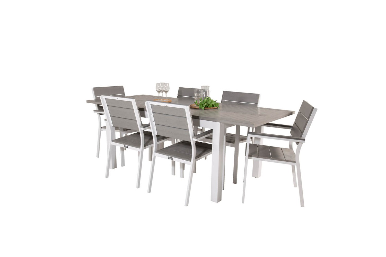 Albany, Levels matgrupp 160/240x100 cm grå/vit Venture Home