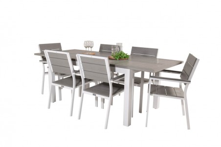 Albany, Levels matgrupp 160/240x100 cm grå/vit Venture Home