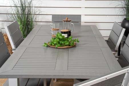 Albany, Levels matgrupp 160/240x100 cm grå/vit Venture Home