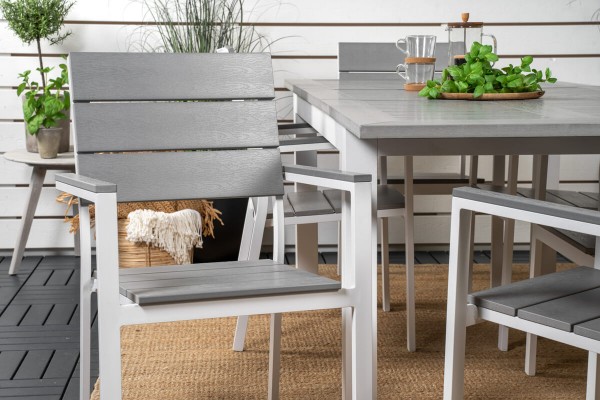 Albany, Levels matgrupp 160/240x100 cm grå/vit Venture Home