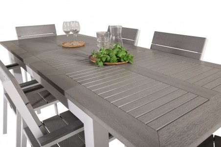 Albany, Levels matgrupp 160/240x100 cm grå/vit Venture Home