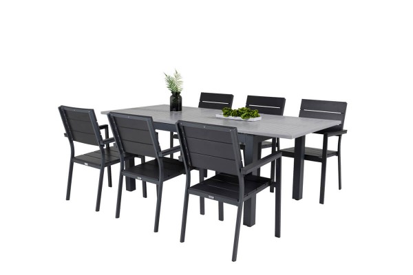 Albany, Levels matgrupp 152/210x90 cm svart/grå Venture Home