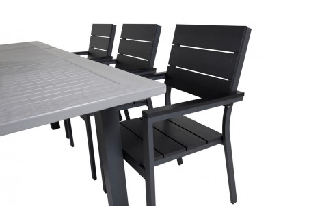 Albany, Levels matgrupp 152/210x90 cm svart/grå Venture Home