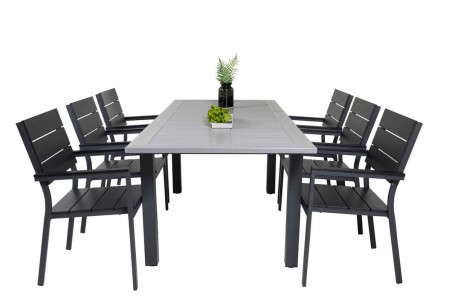 Albany, Levels matgrupp 152/210x90 cm svart/grå Venture Home
