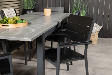 Albany, Levels matgrupp 152/210x90 cm svart/grå Venture Home