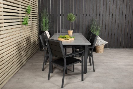 Albany, Levels matgrupp 152/210x90 cm svart/grå Venture Home