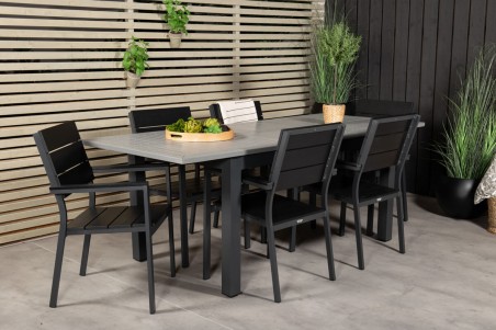 Albany, Levels matgrupp 152/210x90 cm svart/grå Venture Home