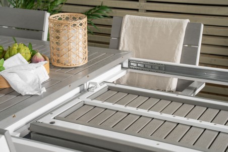Albany, Levels matgrupp 1 bord + 6 stolar grå/vit Venture Home