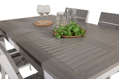 Albany, Levels matgrupp 1 bord + 4 stolar grå/vit Venture Home