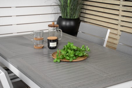 Albany, Levels matgrupp 1 bord + 4 stolar grå/vit Venture Home