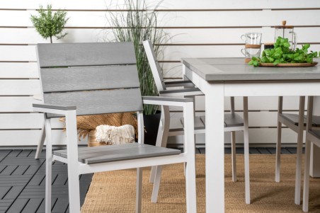 Albany, Levels matgrupp 1 bord + 4 stolar grå/vit Venture Home
