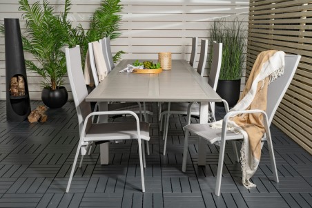 Albany, Copacabana matgrupp 224/324x100 cm grå/vit Venture Home