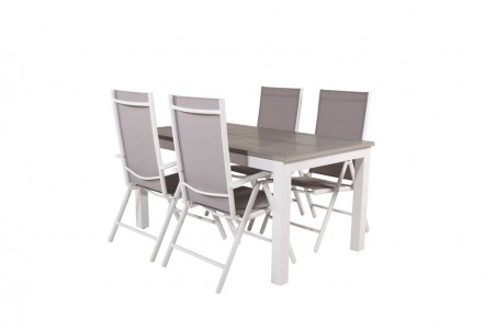 Albany, Break matgrupp 160/240x90 cm grå/vit Venture Home