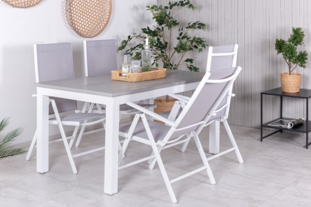 Albany, Break matgrupp 160/240x90 cm grå/vit Venture Home