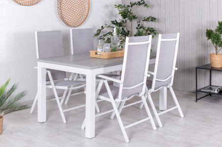 Albany, Break matgrupp 160/240x90 cm grå/vit Venture Home