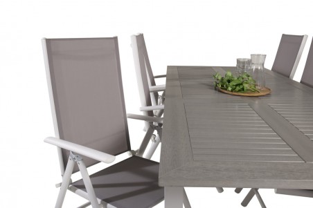 Albany, Break matgrupp 160/240x90 cm grå/vit Venture Home