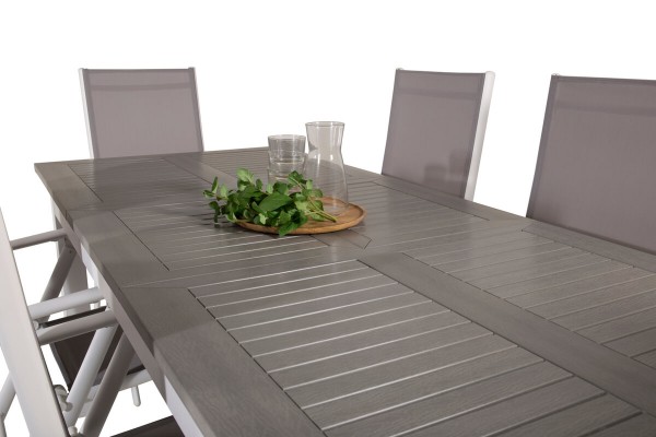 Albany, Break matgrupp 1 bord + 6 stolar vit/grå Venture Home