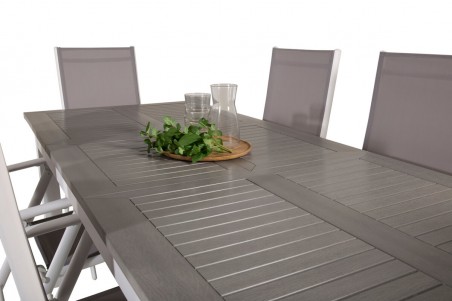 Albany, Break matgrupp 1 bord + 6 stolar vit/grå Venture Home