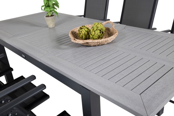 Albany, Break matgrupp 1 bord + 6 stolar svart/grå Venture Home