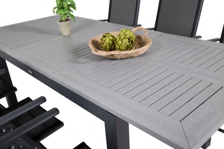 Albany, Break matgrupp 1 bord + 6 stolar svart/grå Venture Home