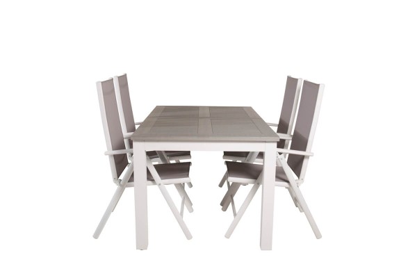 Albany, Break matgrupp 1 bord + 4 stolar vit/grå Venture Home