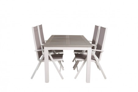 Albany, Break matgrupp 1 bord + 4 stolar vit/grå Venture Home