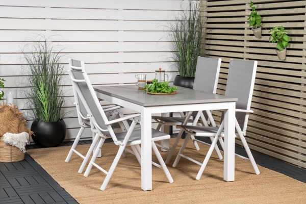 Albany, Break matgrupp 1 bord + 4 stolar vit/grå Venture Home