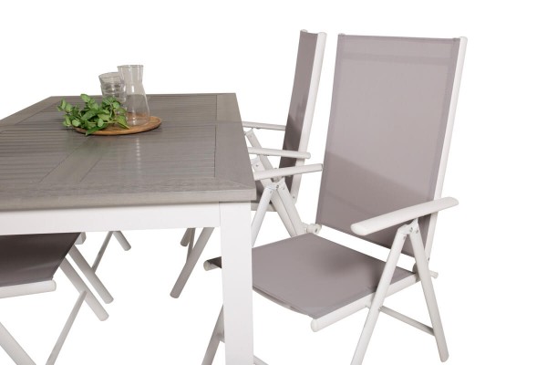 Albany, Break matgrupp 1 bord + 4 stolar vit/grå Venture Home