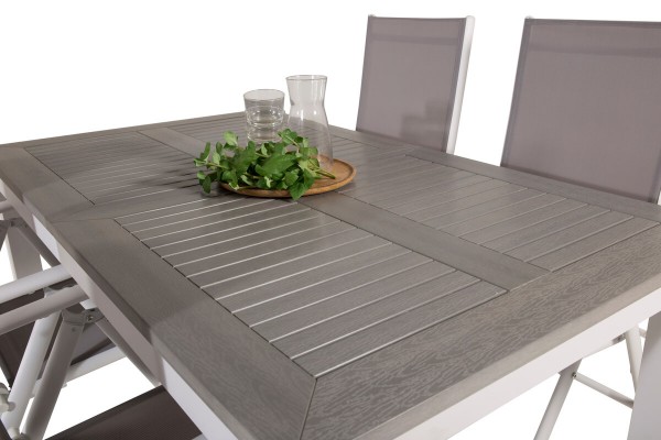 Albany, Break matgrupp 1 bord + 4 stolar vit/grå Venture Home