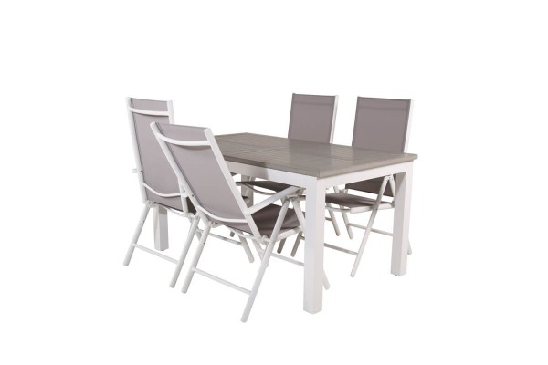 Albany, Break matgrupp 1 bord + 4 stolar vit/grå Venture Home
