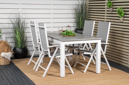 Albany, Break matgrupp 1 bord + 4 stolar vit/grå Venture Home