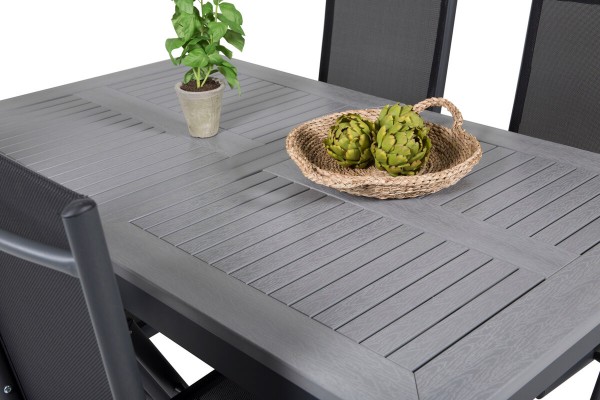 Albany, Break matgrupp 1 bord + 4 stolar svart/grå Venture Home