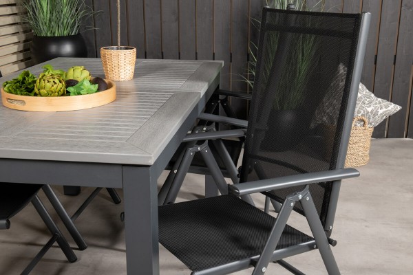 Albany, Break matgrupp 1 bord + 4 stolar svart/grå Venture Home