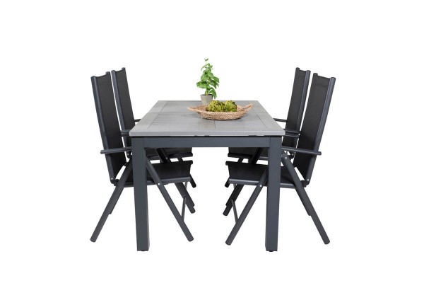 Albany, Break matgrupp 1 bord + 4 stolar svart/grå Venture Home