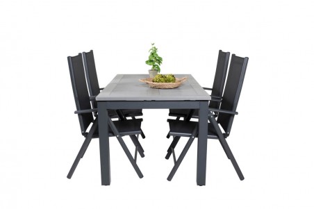 Albany, Break matgrupp 1 bord + 4 stolar svart/grå Venture Home