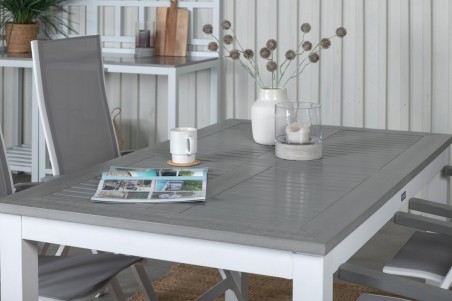 Albany, Break matgrupp 1 bord + 4 stolar grå/vit Venture Home
