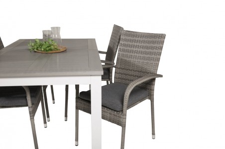 Albany, Anna matgrupp 160/240x90 cm grå/vit Venture Home