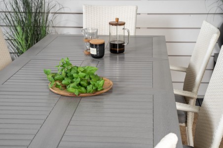 Albany, Anna matgrupp 1 bord + 6 stolar vit/grå Venture Home