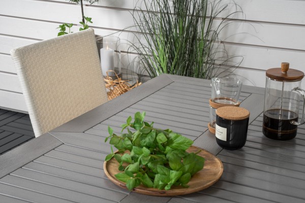 Albany, Anna matgrupp 1 bord + 4 stolar vit/grå Venture Home