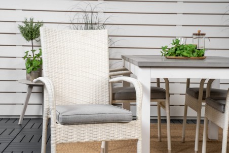Albany, Anna matgrupp 1 bord + 4 stolar vit/grå Venture Home
