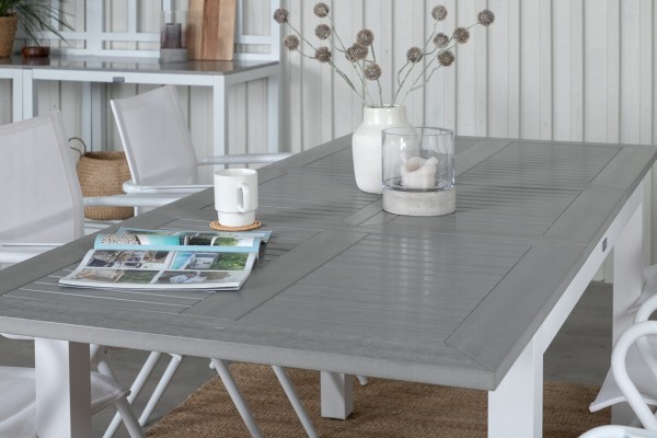 Albany, Alina matgrupp 1 bord + 6 stolar vit/grå Venture Home