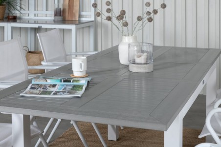 Albany, Alina matgrupp 1 bord + 6 stolar vit/grå Venture Home