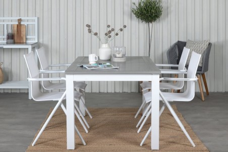 Albany, Alina matgrupp 1 bord + 4 stolar vit/grå Venture Home