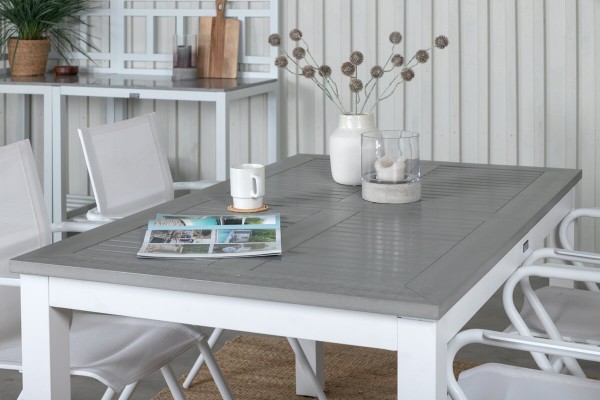Albany, Alina matgrupp 1 bord + 4 stolar vit/grå Venture Home
